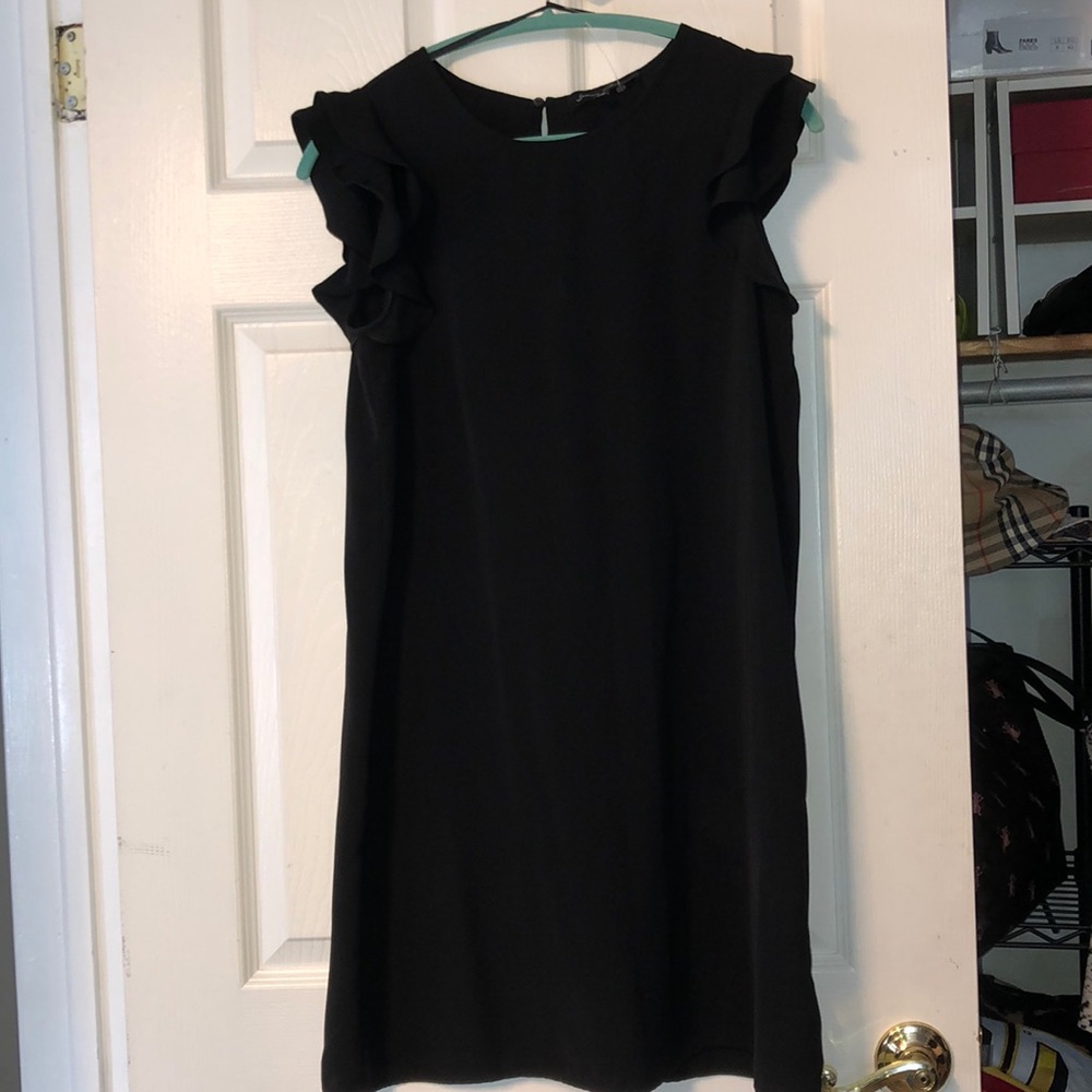 Black Flutter Sleeve Dress